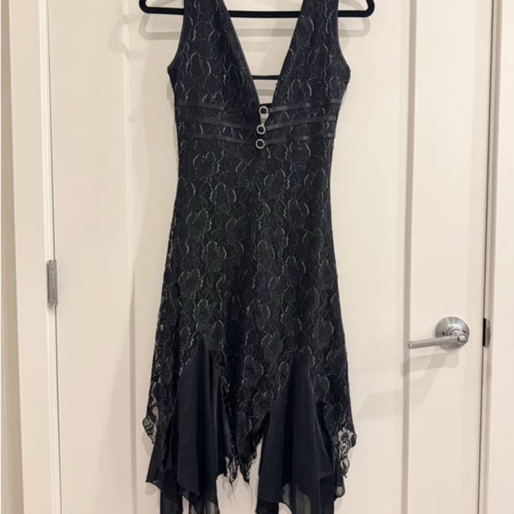 Lily Black Asymmetrical Lace Dress